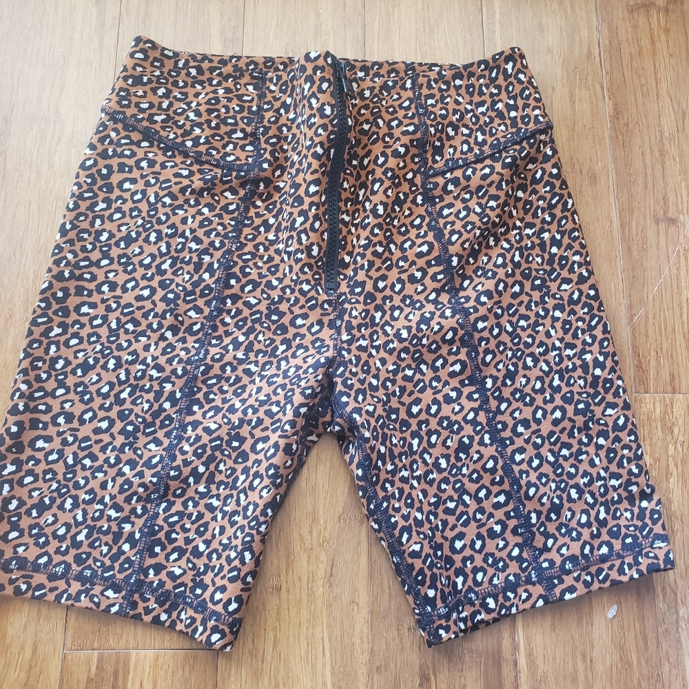 Free People Leppard Biker Shorts